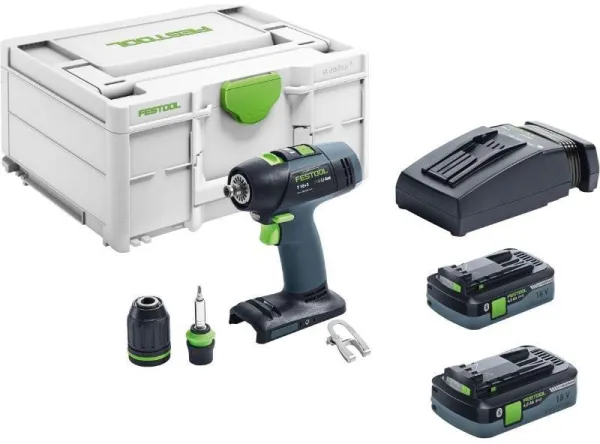 Festool batteridrevet bore-/skrumaskin T 18+3 HPC 4,0 I-Plus i Systainer3