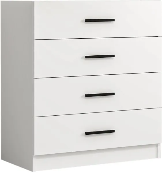 FUNZI LIVING kommode, m. 4 skuffer - hvit melamin