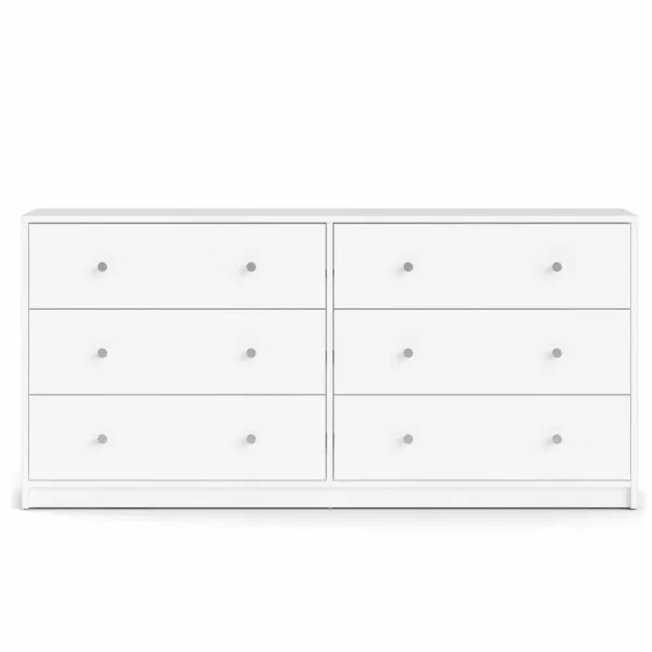 TVILUM May dobbel kommode, m. 6 skuffer - hvit folie og plast