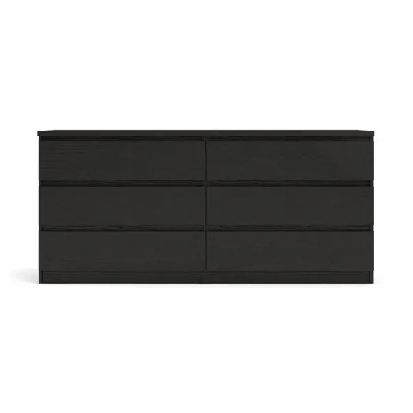 TVILUM Naia dobbel kommode, m. 6 skuffer - svart folie og plast