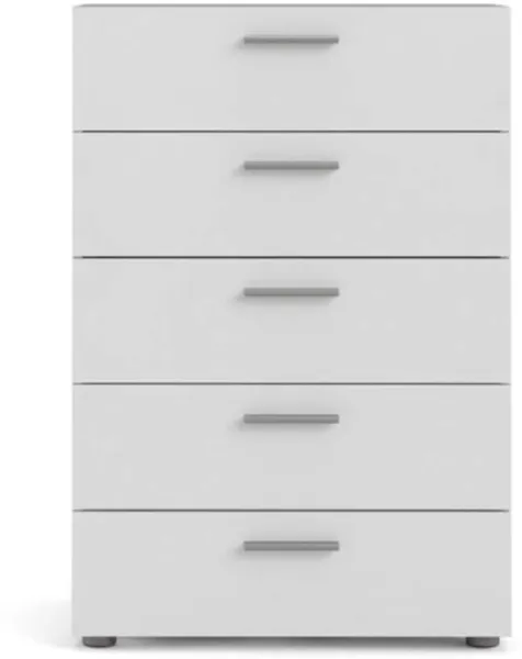 TVILUM Pepe kommode - hvitt tre, m. 5 skuffer